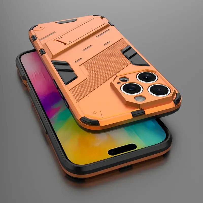 Orange shockproof magnetic holder case for iPhone 17 Pro Max