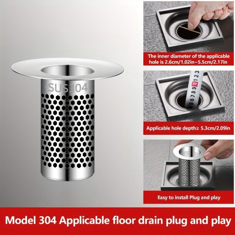 Thumbnail: Stainless steel bathroom sink and shower drain catcher.