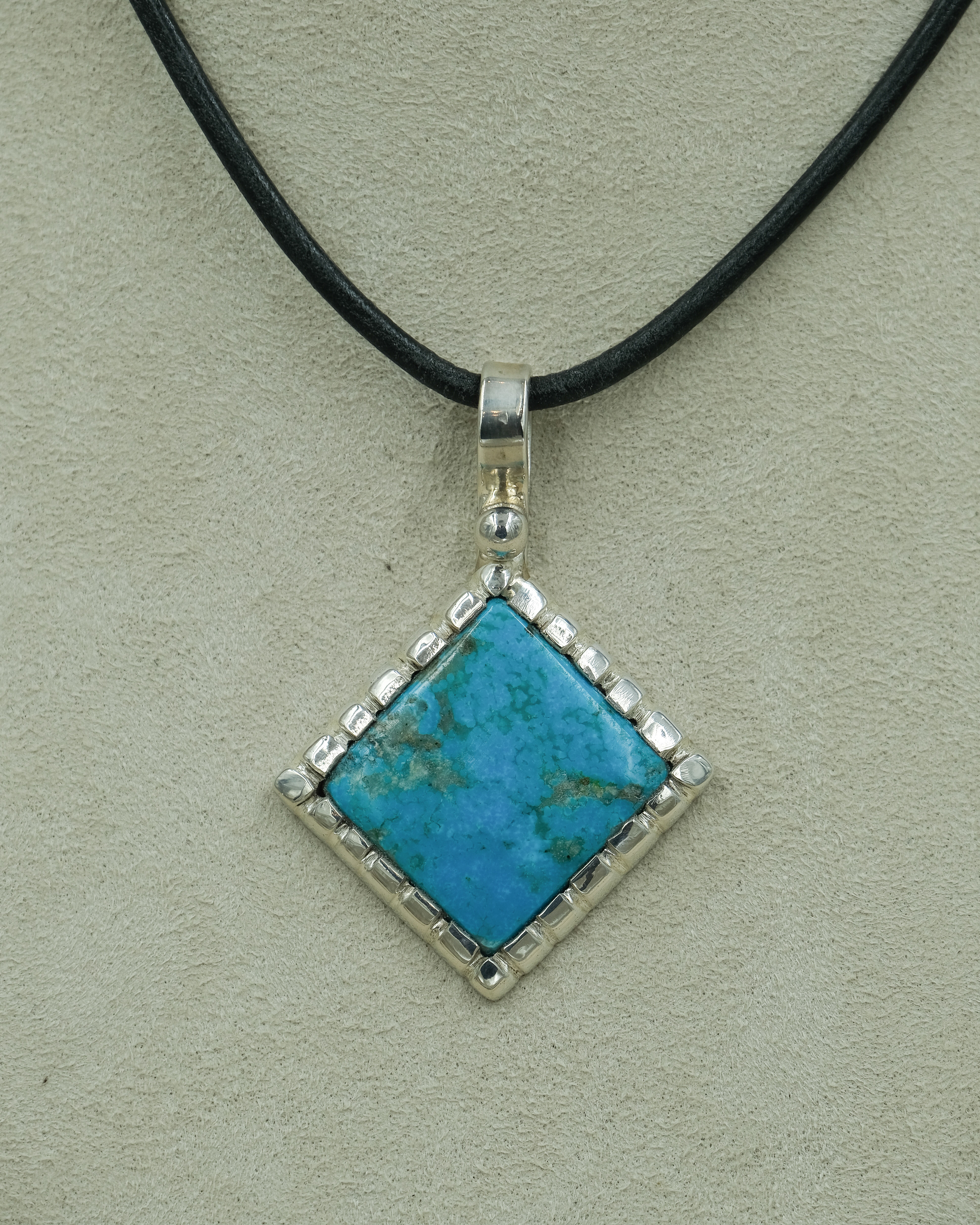 Sterling Silver w/ Natural Kingman Turquoise Pendant by JP Arviso