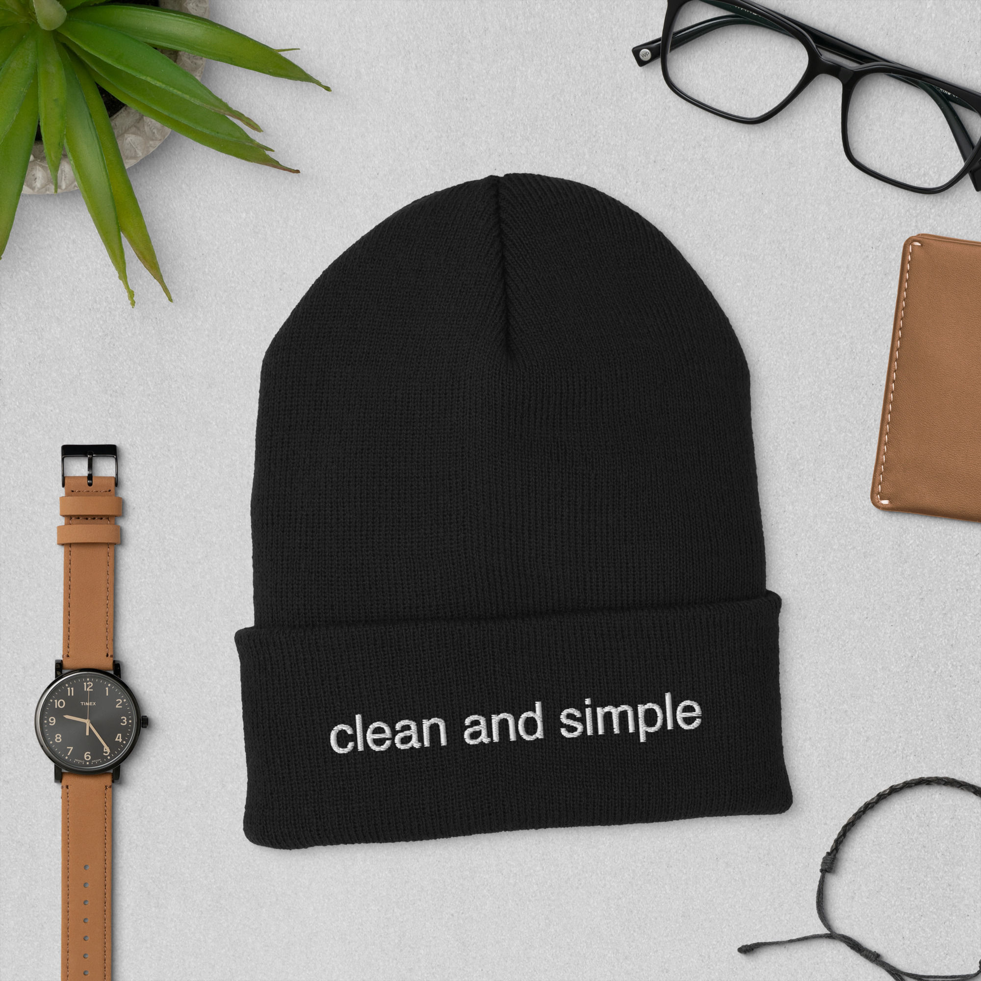 Clean and Simple Black Cuffed Beanie