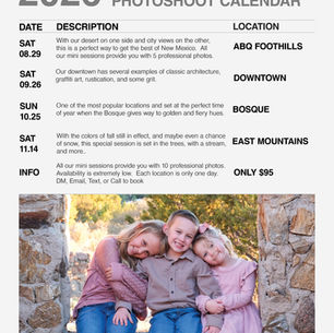 Holiday On-Location Mini-Shoot Calendar Is Now Here!