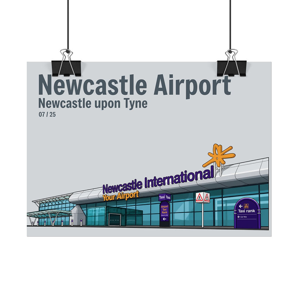 Thumbnail: Newcastle Airport Rolled Poster — Newcastle upon Tyne Travel Art Print