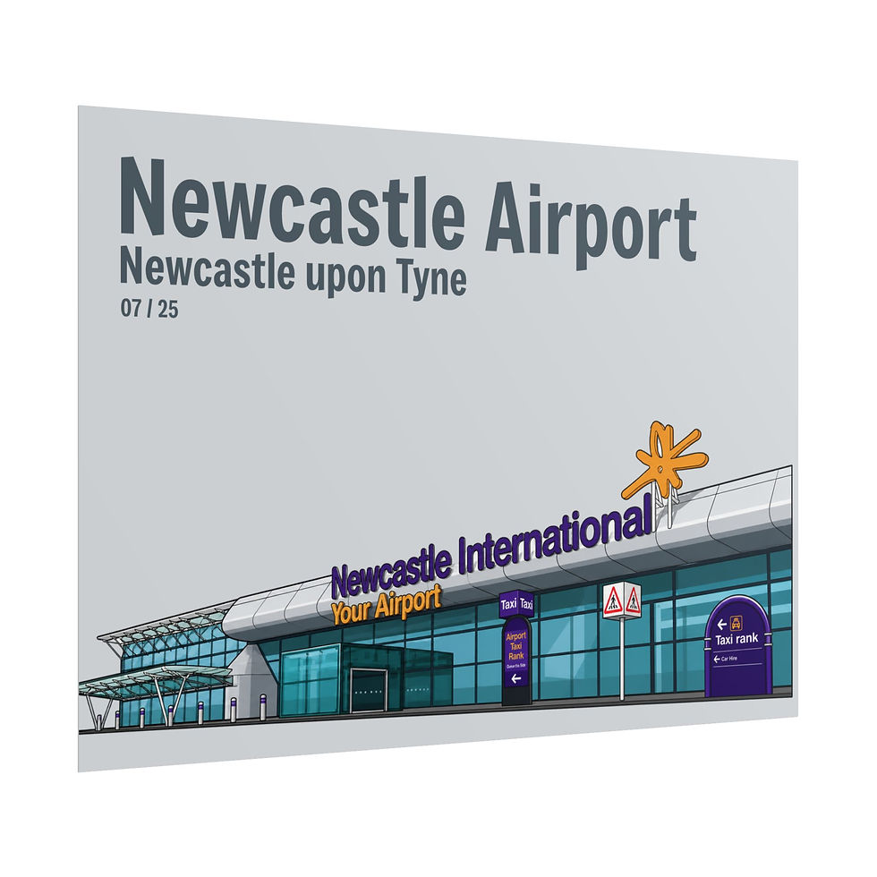 Thumbnail: Newcastle Airport Rolled Poster — Newcastle upon Tyne Travel Art Print