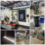 Collage of industrial machinery: an engineer works at a CNC machine; mechanical parts and systems are displayed in a workshop setting.