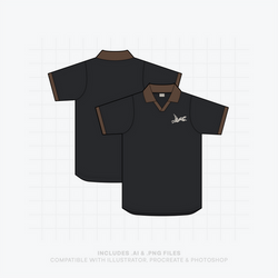 Smart collared brown polo shirt old money style vector mockup cad drawing template