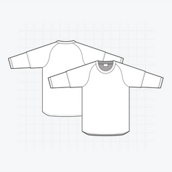 Premium raglan longsleeve tshirt vector mockup template for showcasing custom designs with realistic details