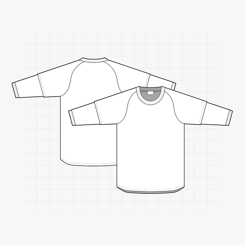 Premium raglan longsleeve tshirt vector mockup template for showcasing custom designs with realistic details