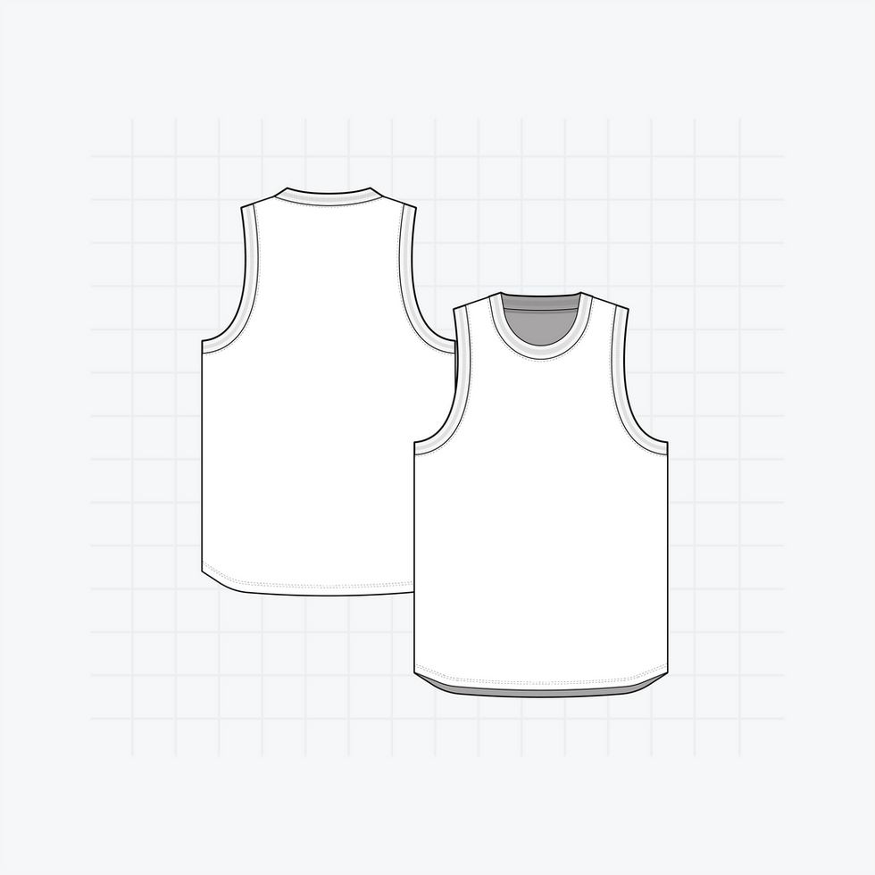 Basketball jersey vector mockup template technical drawing for designers