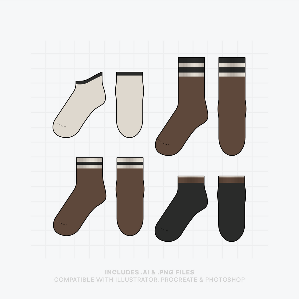 Premium socks vector mockup template for showcasing custom designs with realistic details