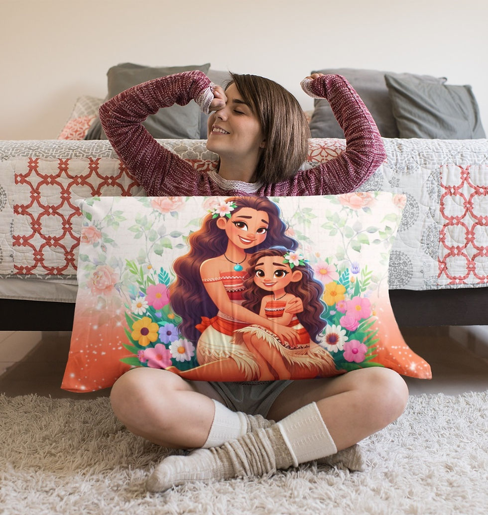 Miniatura: Almofada ou Lençol Moana Princesa Mãe e Filha