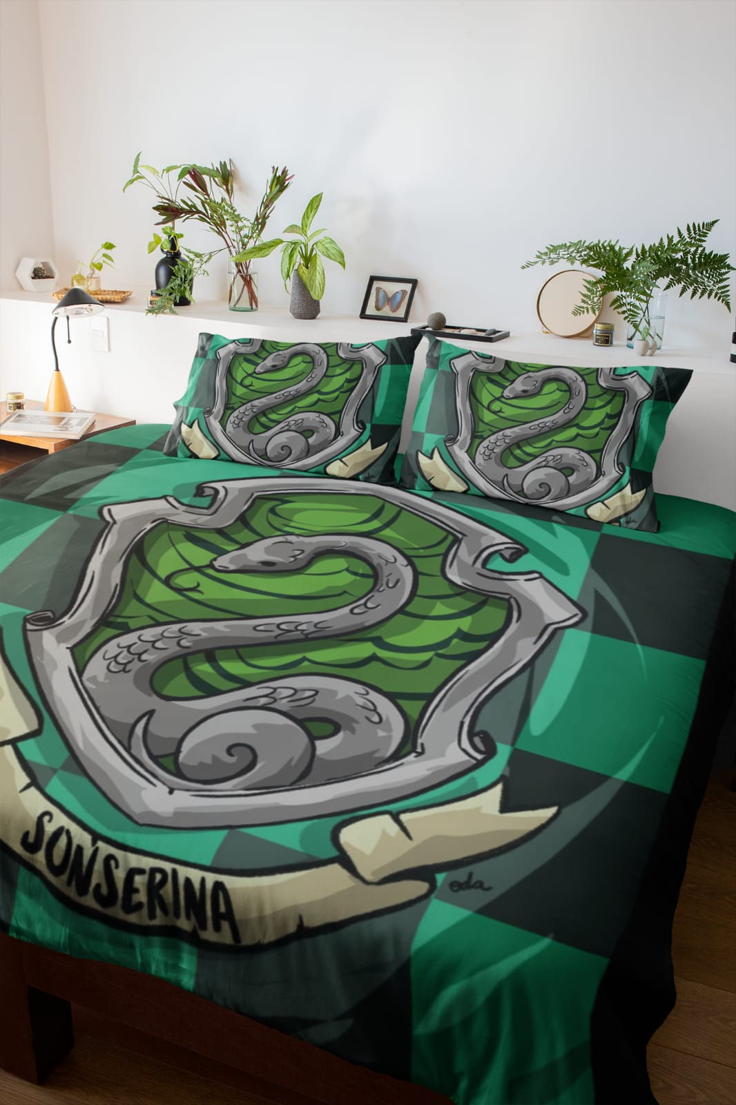 Lençol Harry Potter Sonserina (Slytherin) moram os astutos e ambiciosos