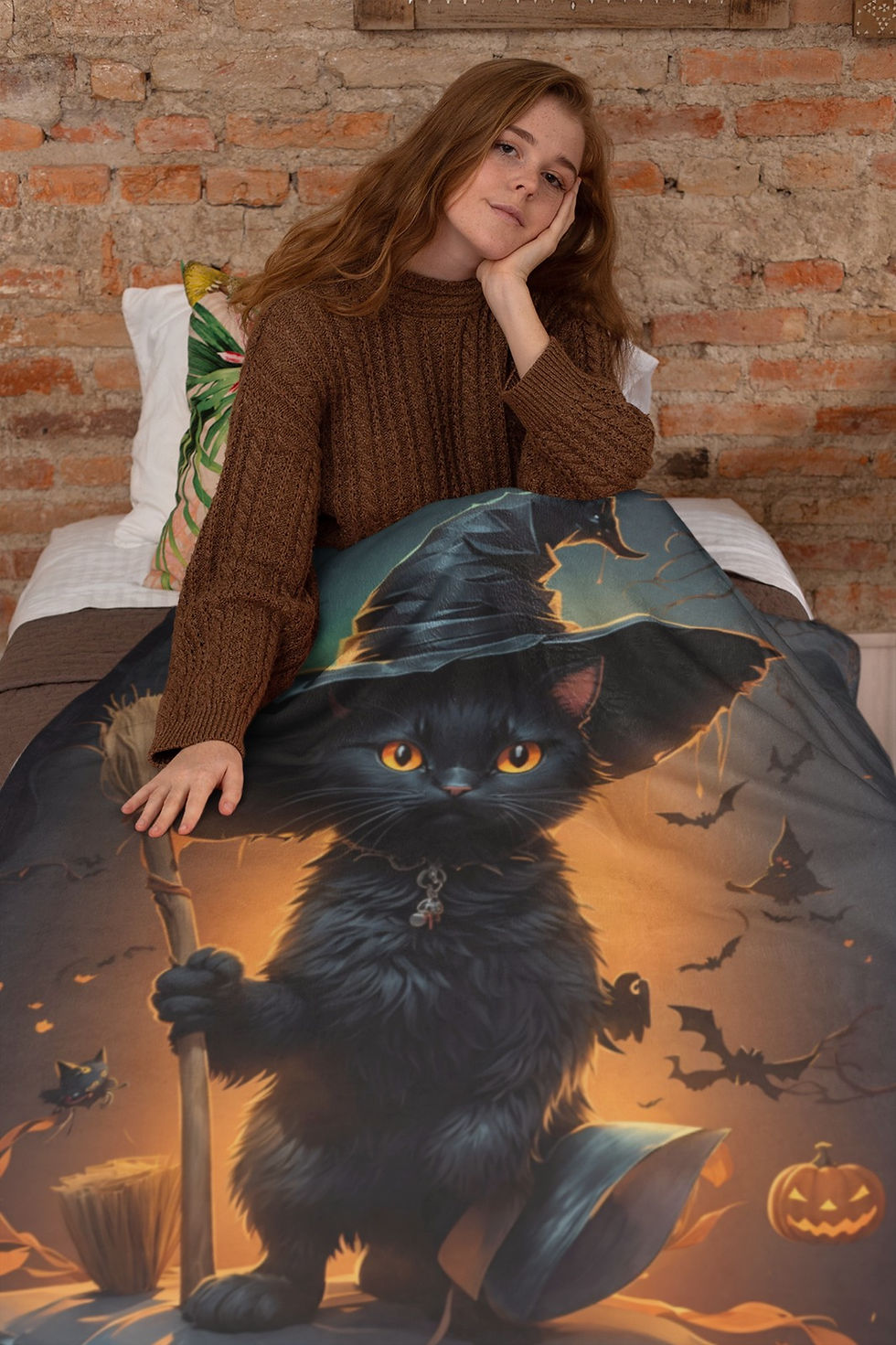 Miniatura: Jogo De Lençol Estampado - Gato Preto (Opção de todos tamanhos)