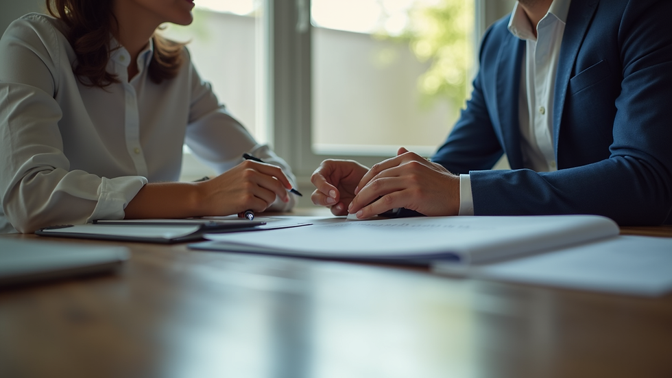 Eye-level view of a mortgage advisor discussing options with a client