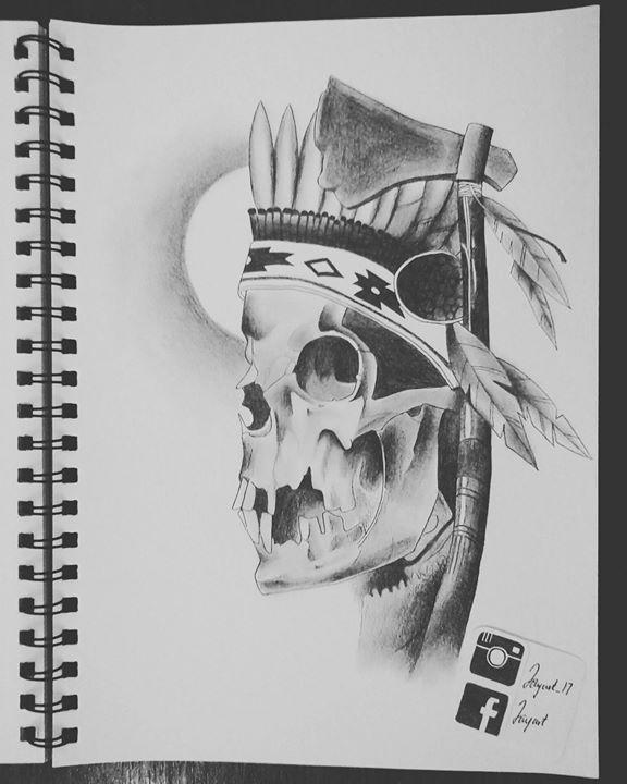 Indian skull tattoo design