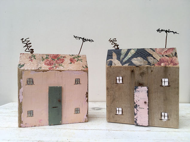 Houses with wallpapered roofs