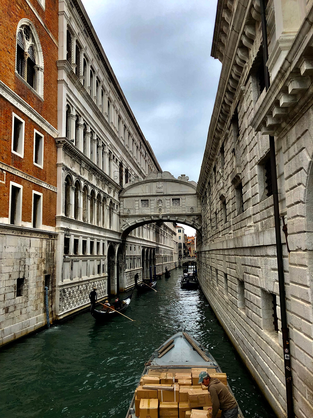 Gondolas travel the waterways of Venice, Italy