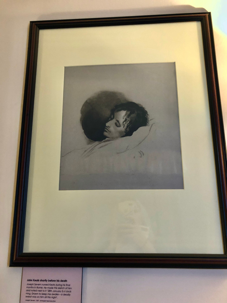 A sketch of John Keats on his deathbed. Keats’ House, Hampstead, London