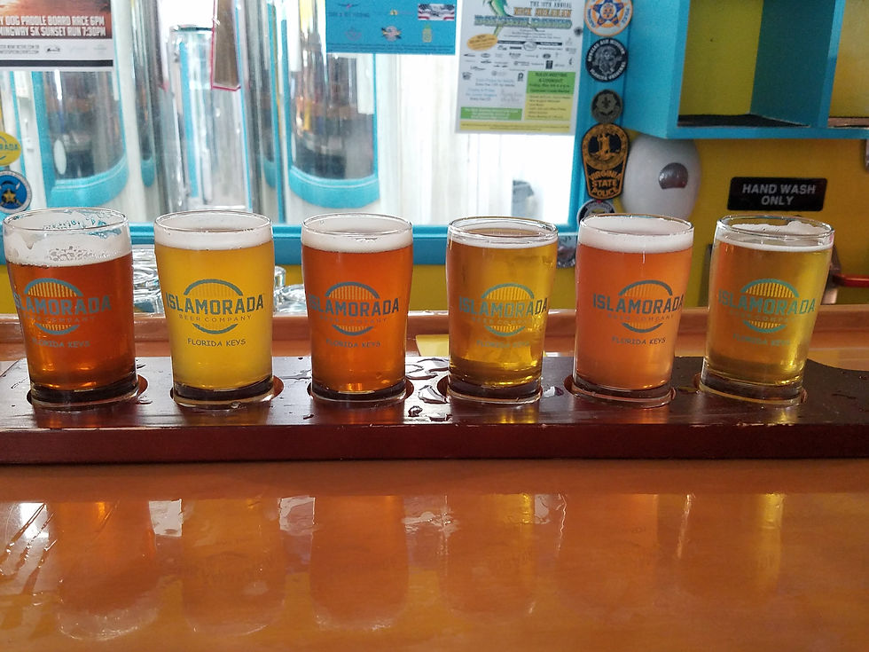 Tasting beers at Islamorada Brewery