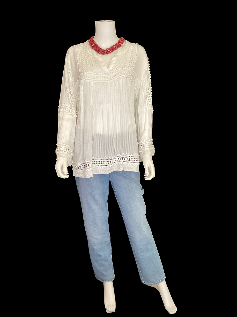 Ladies Boho styled white top SIZE 3X