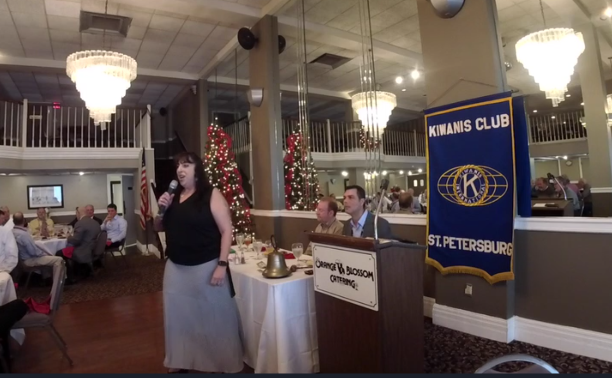 Traci speaking at the St Pete Kiwanis Club