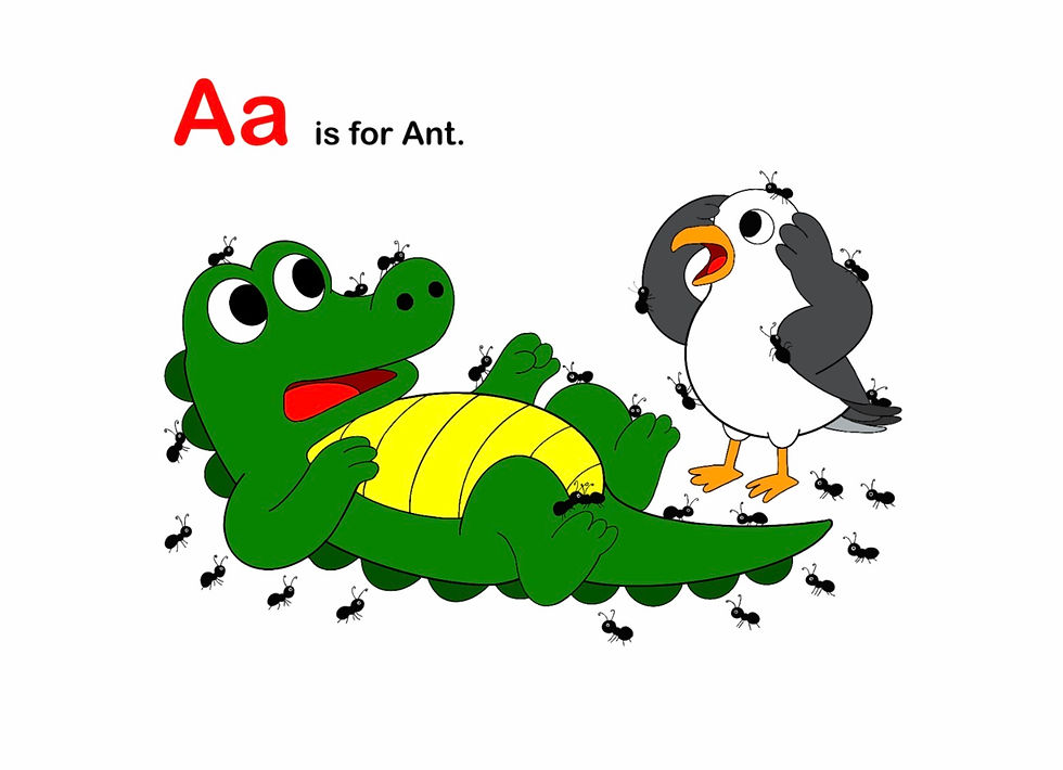 Thumbnail: Crocodile and seagull panicking around ants.