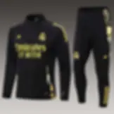 Real Madrid black and gold training tracksuit set