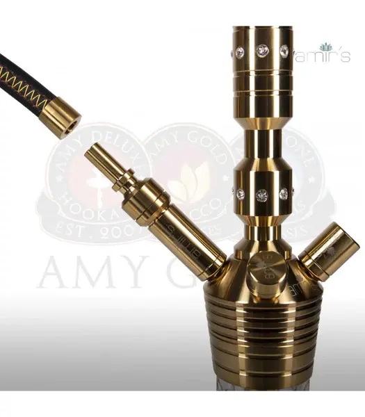 Thumbnail: Golden hookah stem with hose adapter and connectors