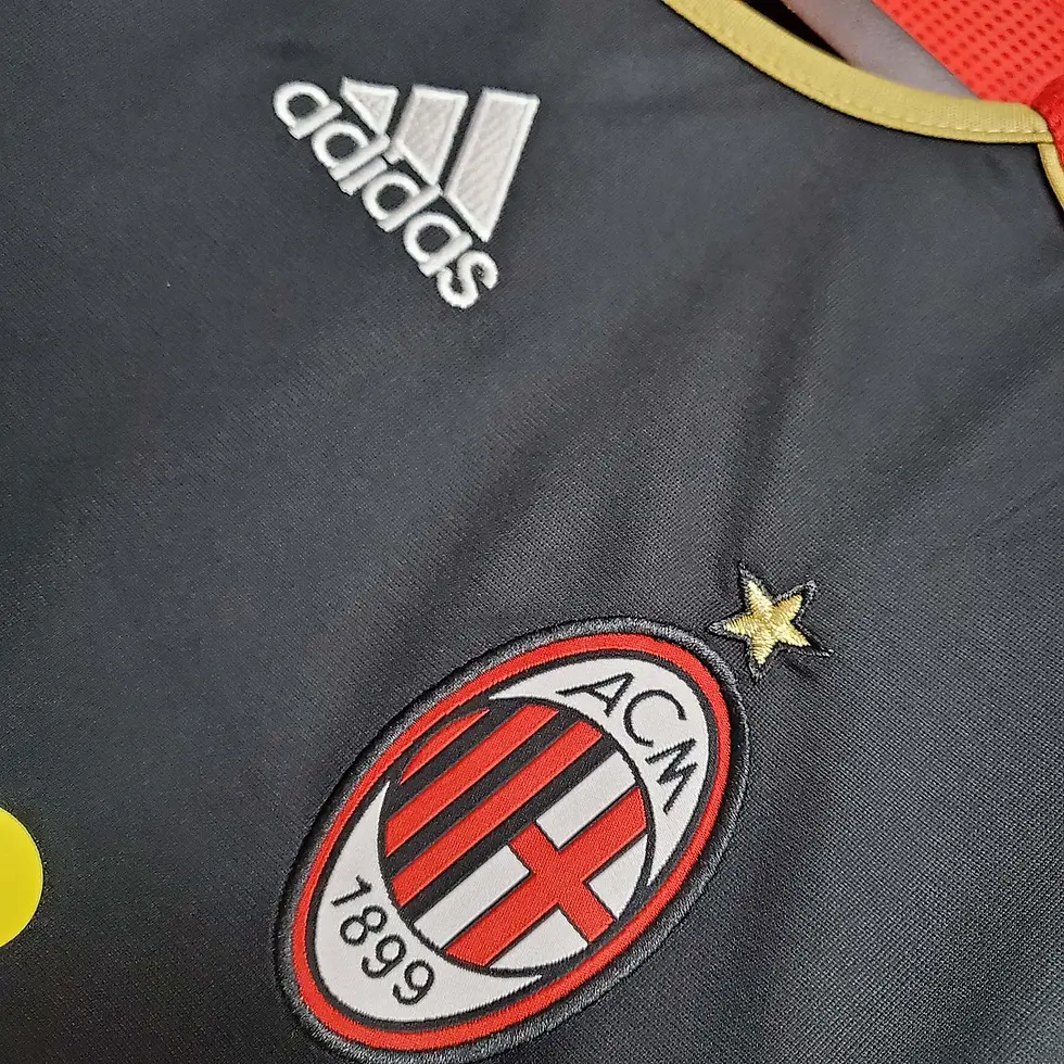 Thumbnail: AC Milan crest and Adidas logo on a black football shirt