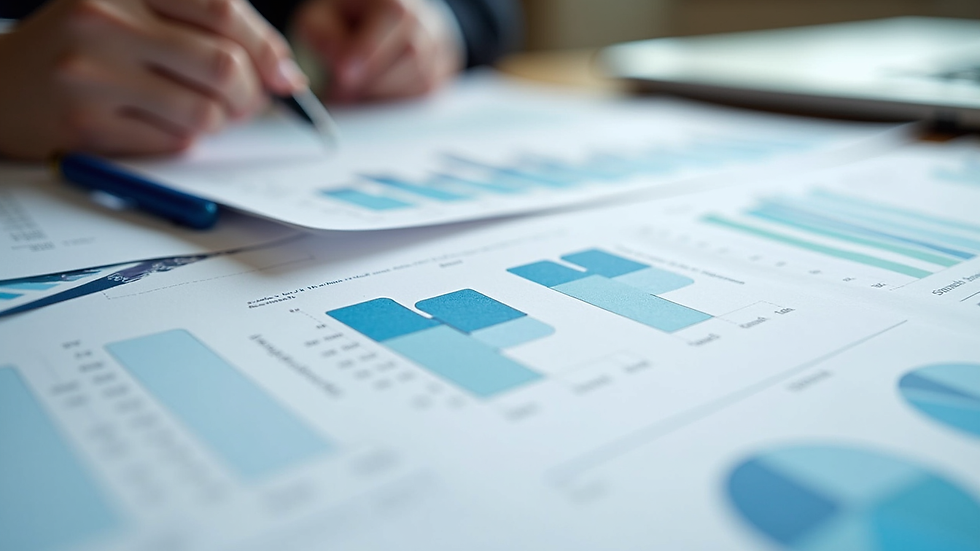 Close-up view of financial planning documents with charts