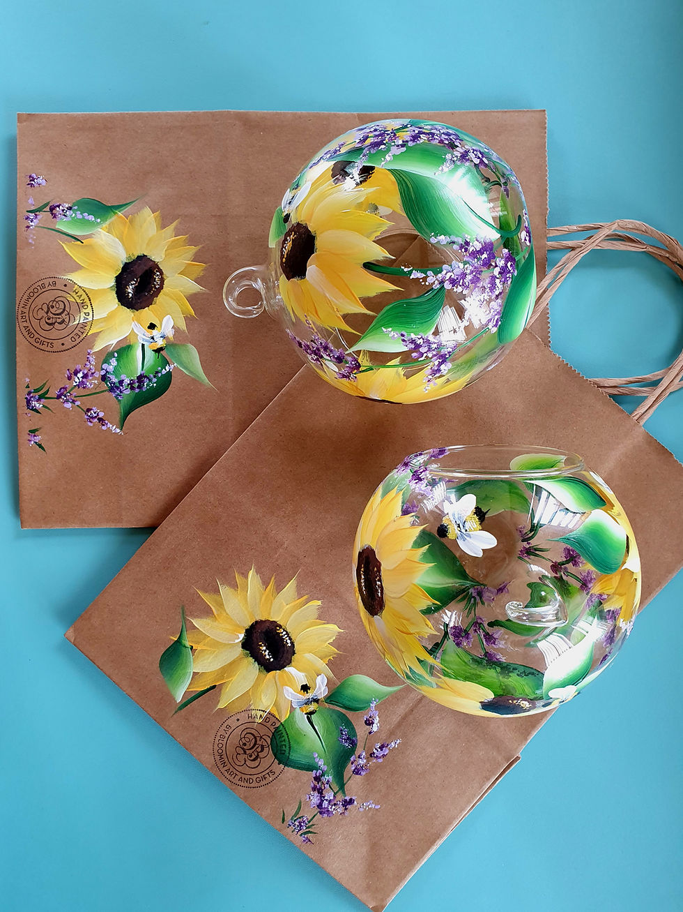 Thumbnail: Large TeaLight Glass Globe & Stand -The Sunflower and Bee