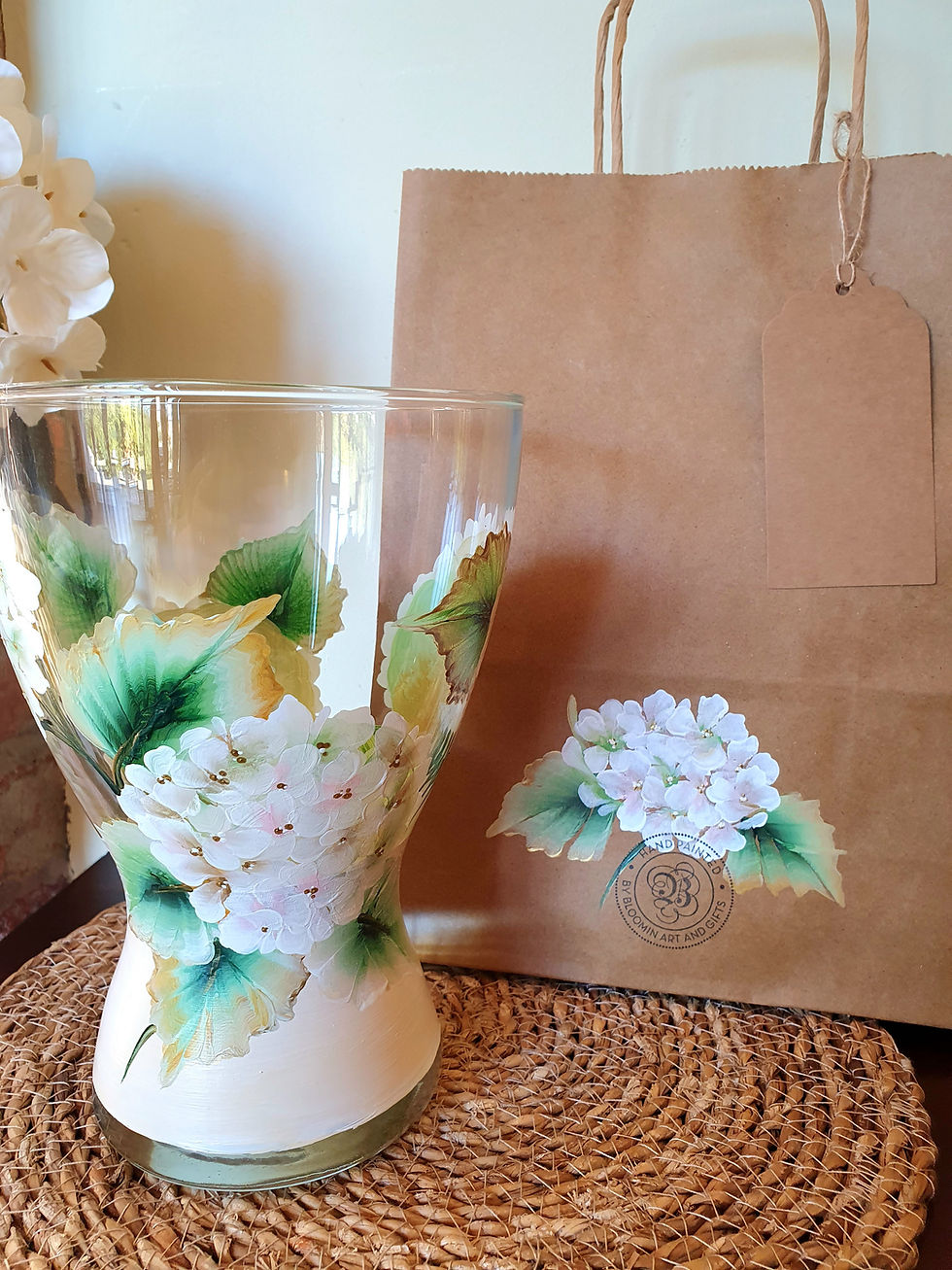 Thumbnail: Hand Painted Hydrangea Vase - Gold Collection