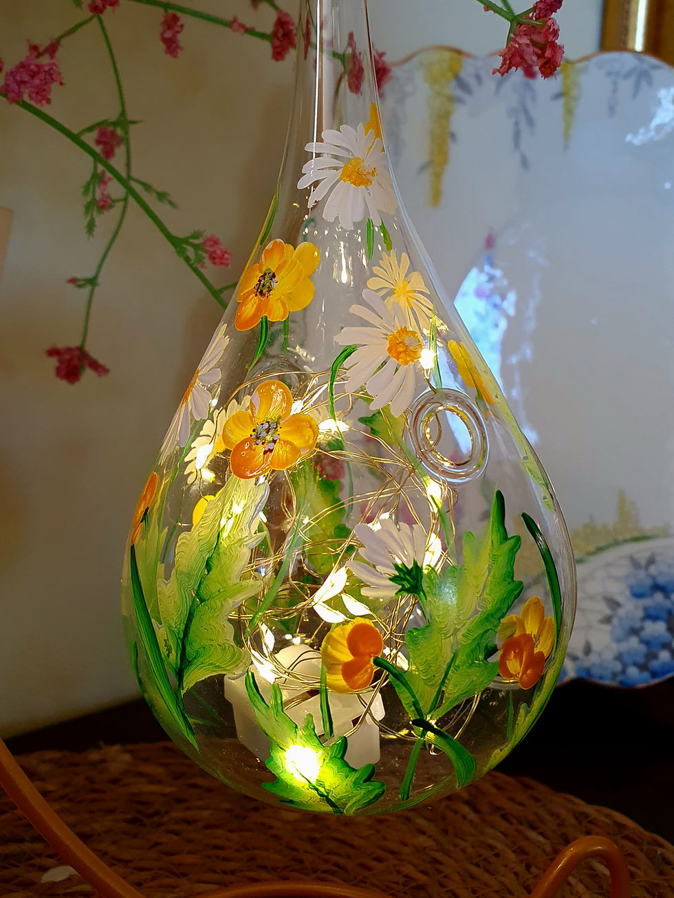 Thumbnail: Teardrop Glass TeaLight  & Stand - Buttercups and Daisies