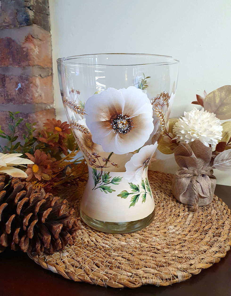 Thumbnail: Hand Painted Field Poppy & Barley Vase - Gold Collection