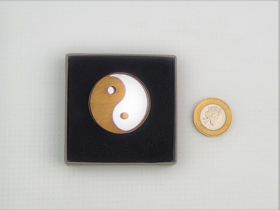 Thumbnail: Wooden Yin Yang Mirror Brooch