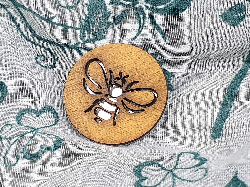 Thumbnail: Wooden Honey Bee Mirror Brooch