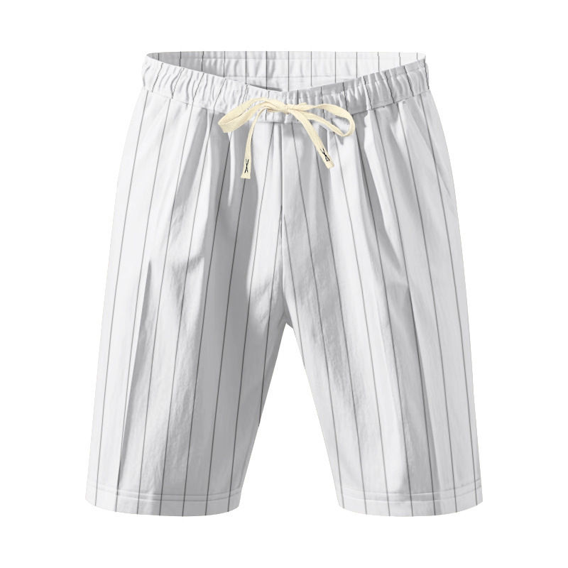 Thumbnail: Mens Striped Drawstring Linen Shorts