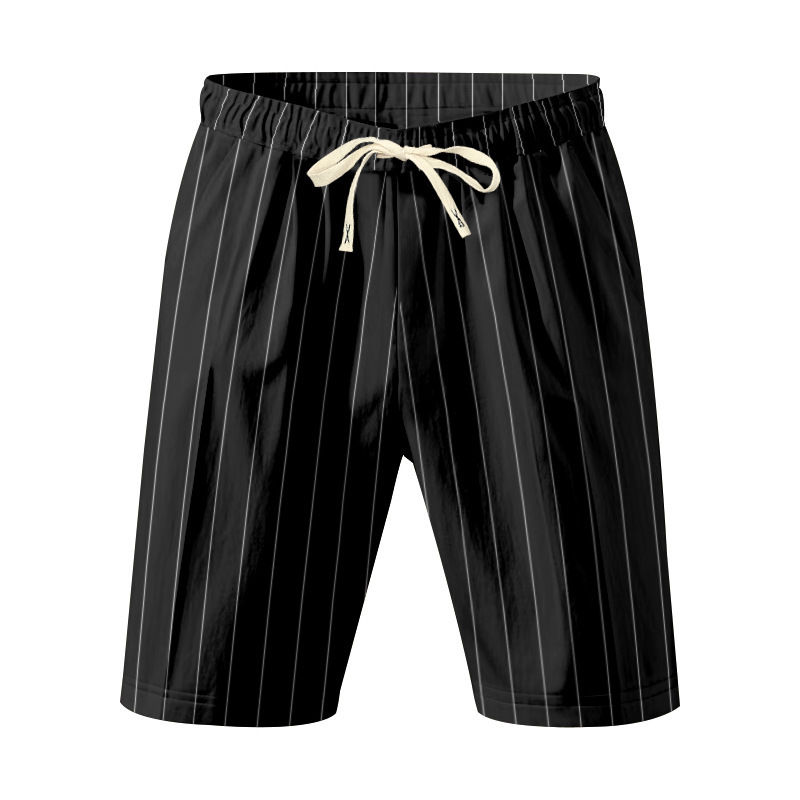 Thumbnail: Mens Striped Drawstring Linen Shorts