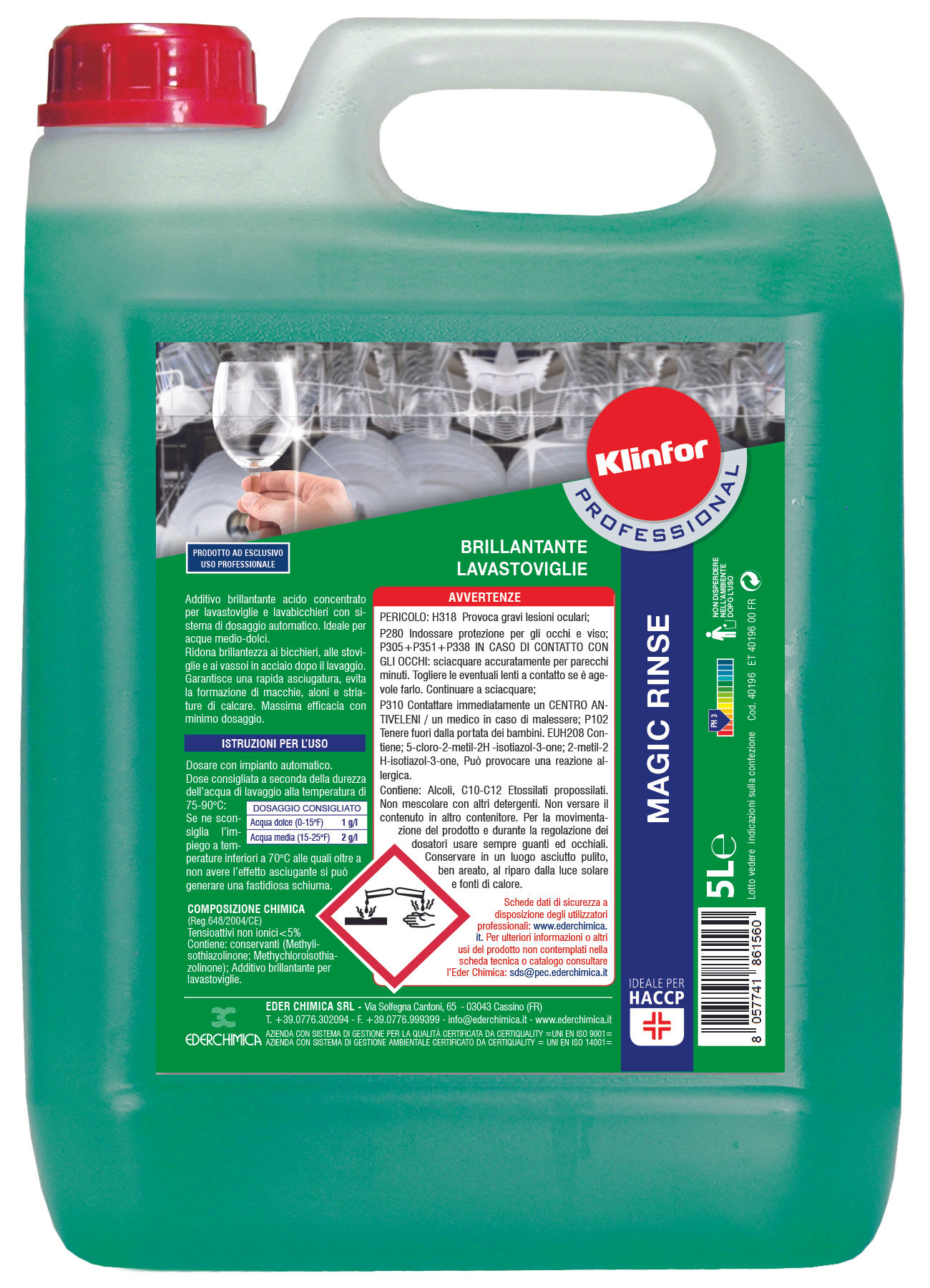 Brillantante Lavastoviglie KLINFOR Professional MAGIC RINSE 5l.