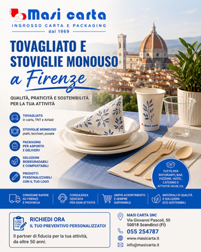 Tovagliato e stoviglie monouso a Firenze: qualità, praticità e sostenibilità per ogni attività