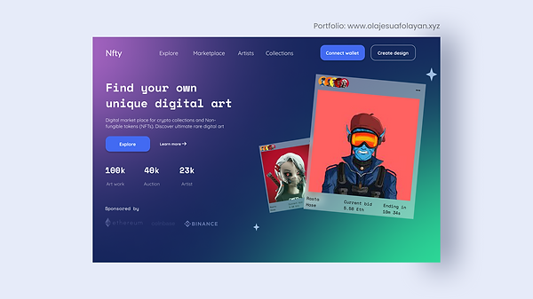 NFT cryptocurrency hero section