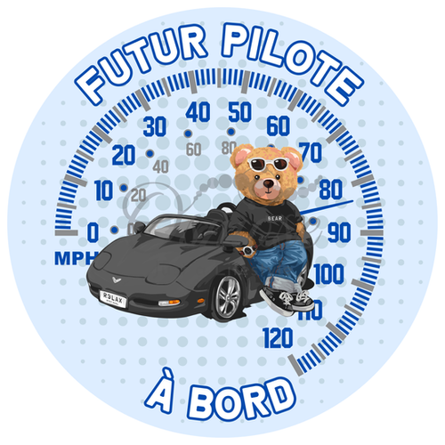 Sticker Bébé à Bord Avec Un Coeur - Couleur Exterieur Noir