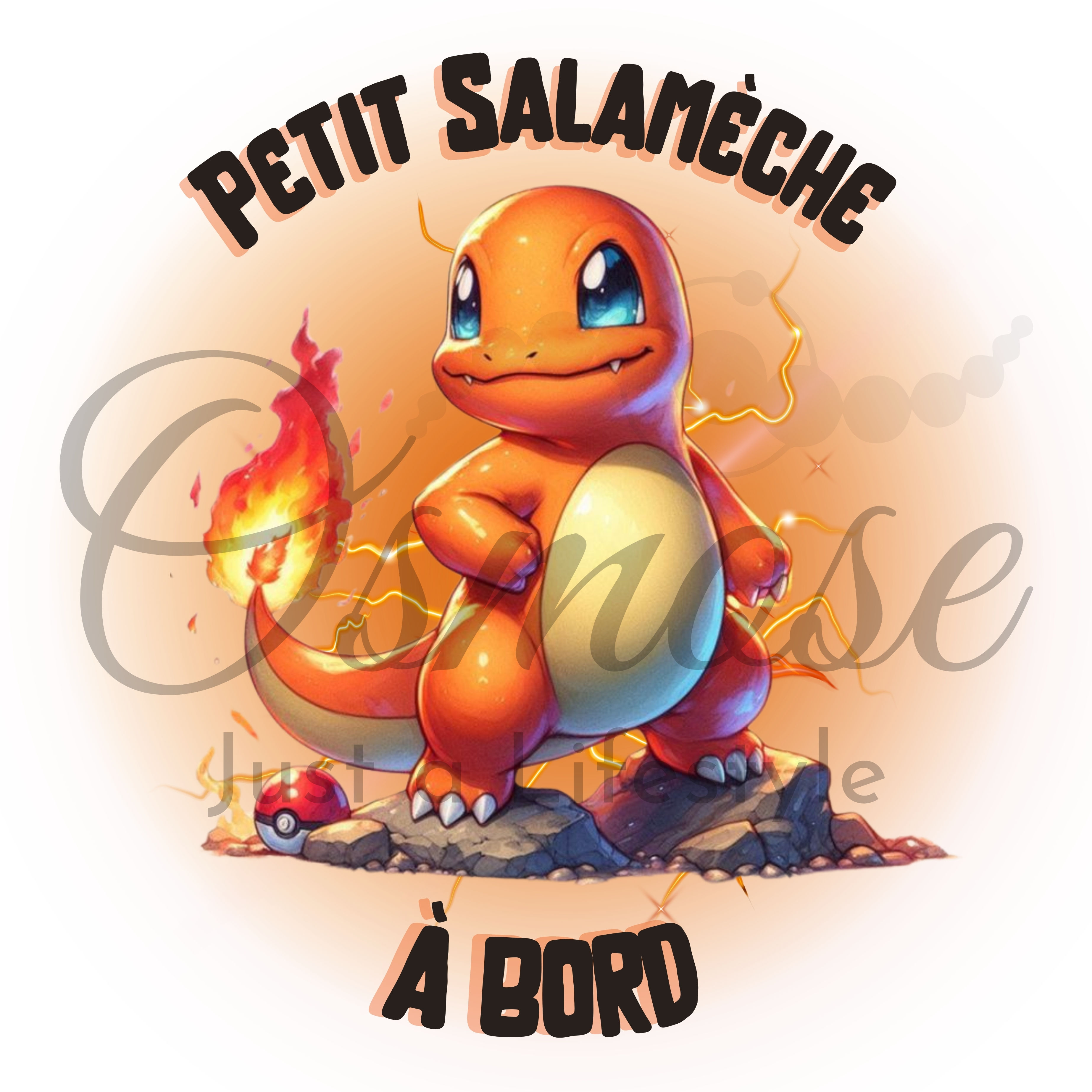Autocollant Bébé à Bord - Petit Salamèche (Pokémon)