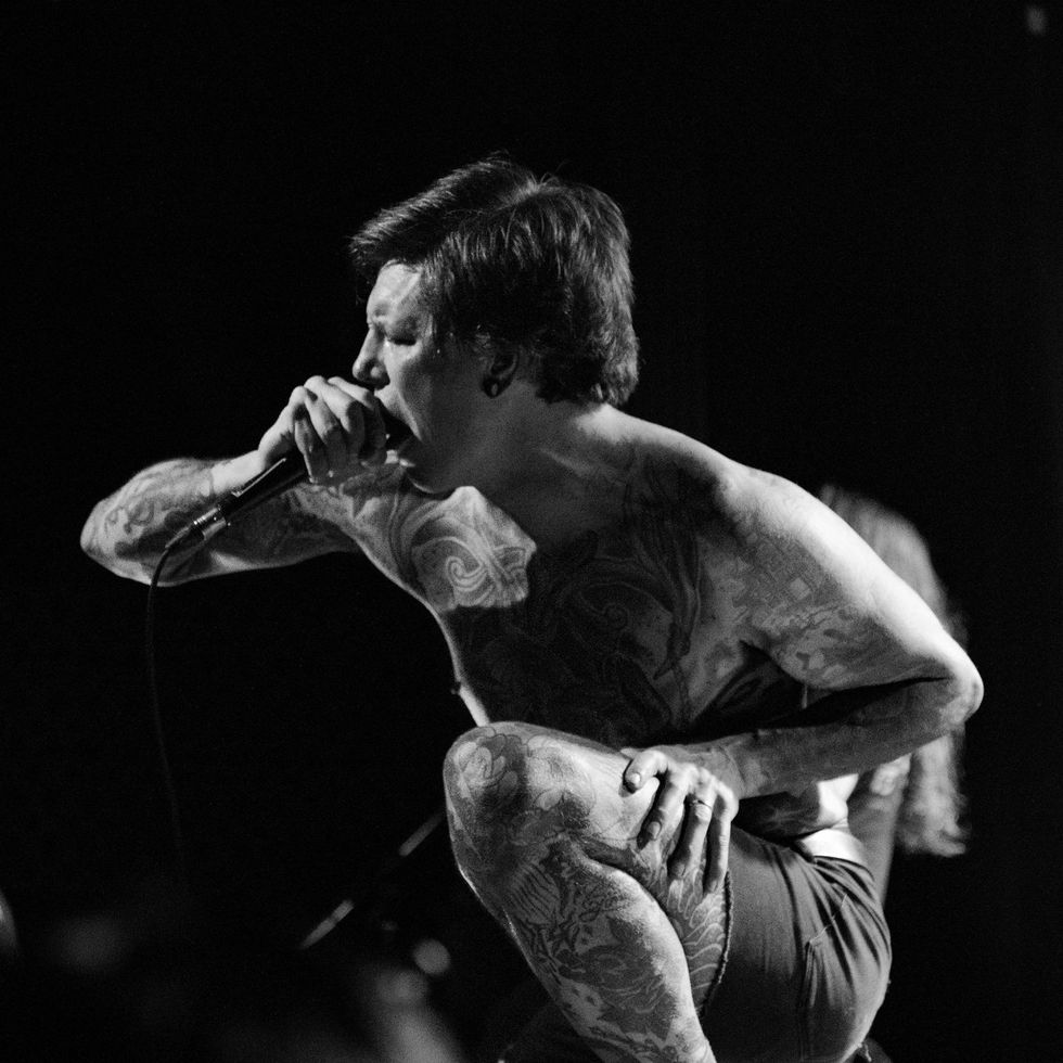 Black & White photo of Neck of the Woods singer live