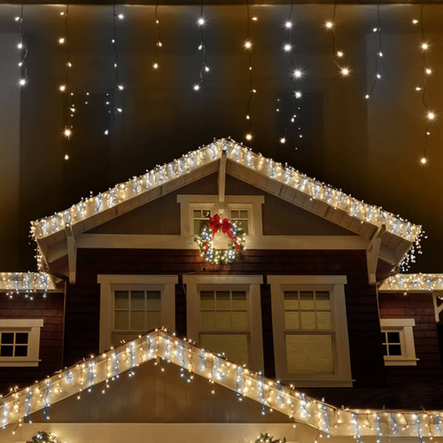 Ansio Icicle Christmas Lights 7.5m/24ft 220 LED Cool and Warm White