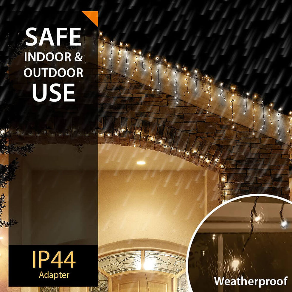 Thumbnail: Ansio Icicle Christmas Lights 7.5m/24ft 220 LED Cool and Warm White- Green Cable