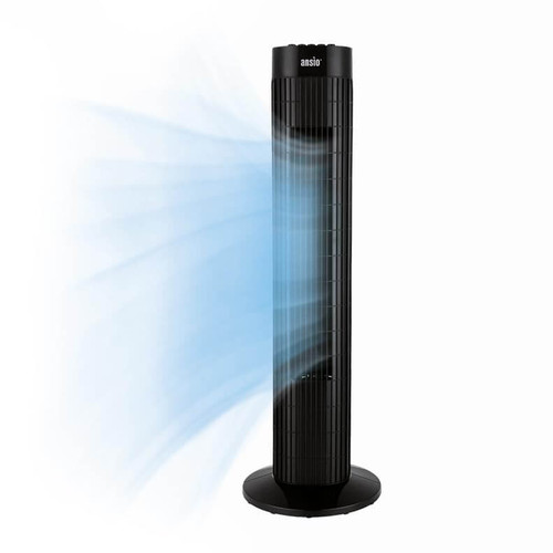 ANSIO 30inch Black Tower Fan with Timer Function, 3 Speed Oscillating