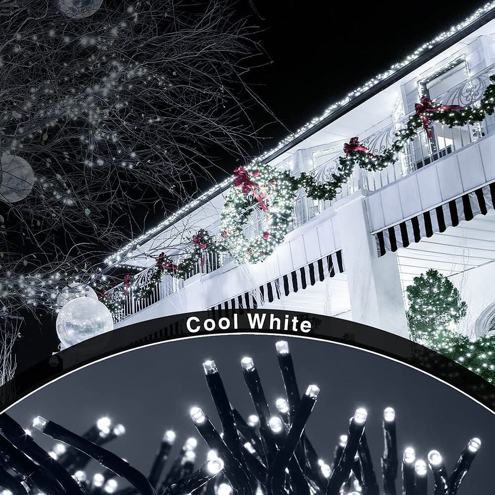 Thumbnail: Cluster Christmas Lights 12m/39ft 1000 LED Cool White - Green Cable