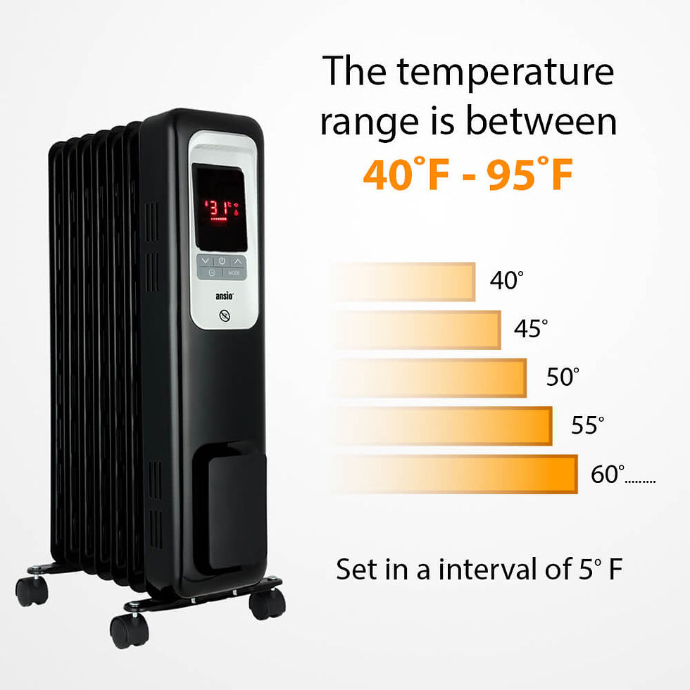 Thumbnail: ANSIO Oil Filled Radiator Heater 11 Fins 2300W with Remote Black Portable Electr