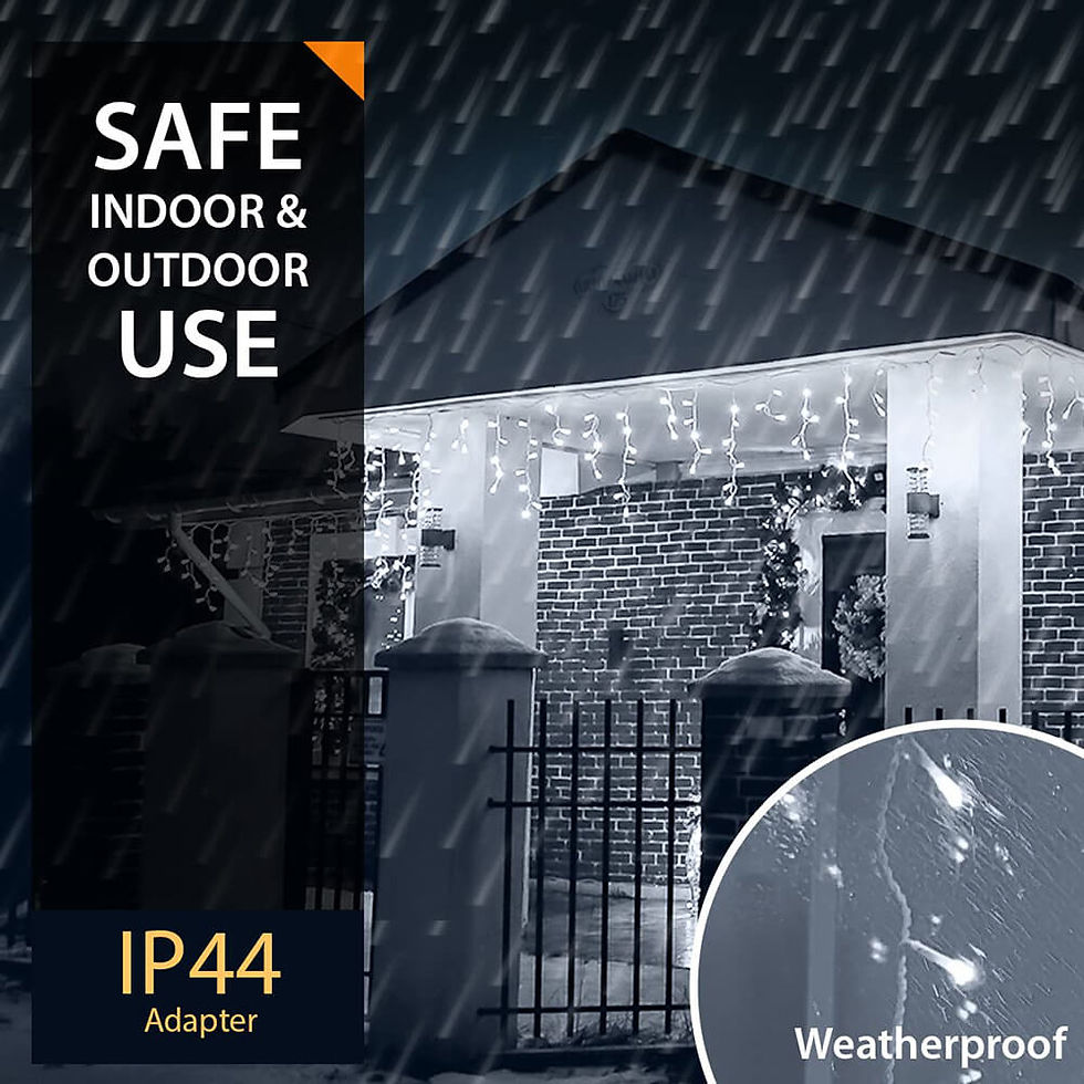 Thumbnail: ANSIO 17.4m/56ft Outdoor Icicle Christmas Lights 500 LED Cool White -Clear Cable