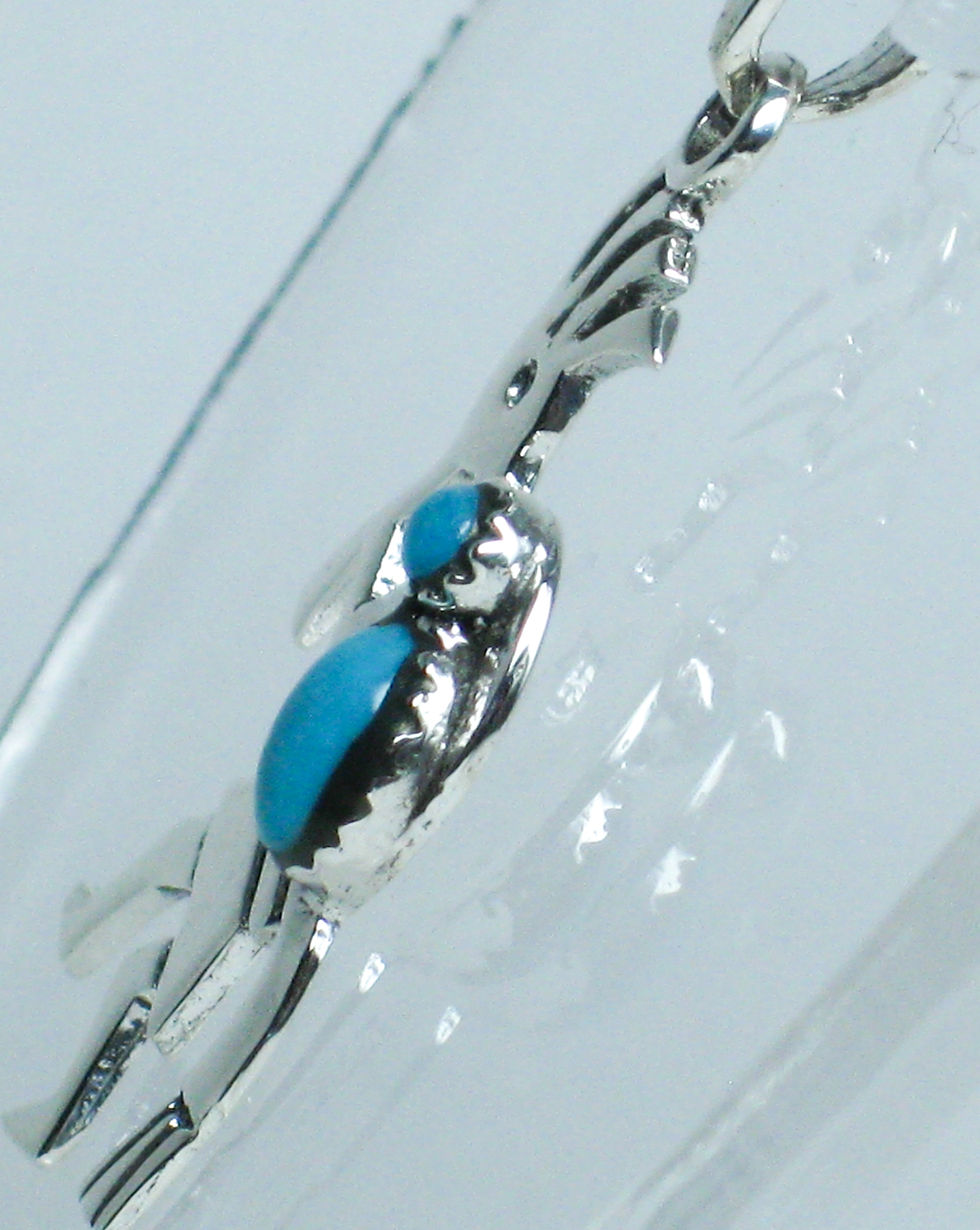 Thumbnail: Sterling Silver Kokopele Pendant with Genuine Turquoise Stones